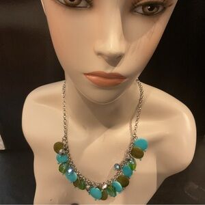 LANE BRYANT NECKLACE WITH TURQUOISE & BROWN GLASS BEADS